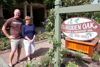 Don and Valerie Patterson, owners of Hidden Oak, just replaced their front lawn with draught resistant plantings.