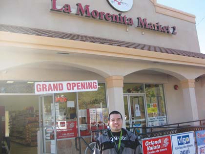 Staff photo Jerry Curiel, manager of La Morenita #2, stands in front of the new store on Sonoma Highway.