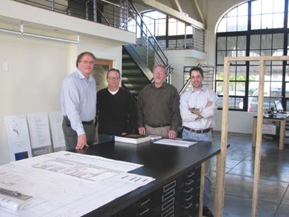 Principals of STRATAap (l-r) Bennett Martin, Greg Donald, David Rapp and Brad Johnson, in the renovated space at 3rd and West Spain.