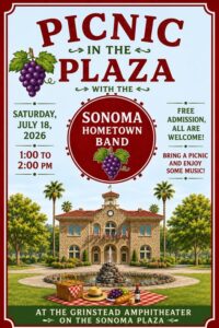 Sonoma Hometown Band in the Plaza July 18 at 1pm